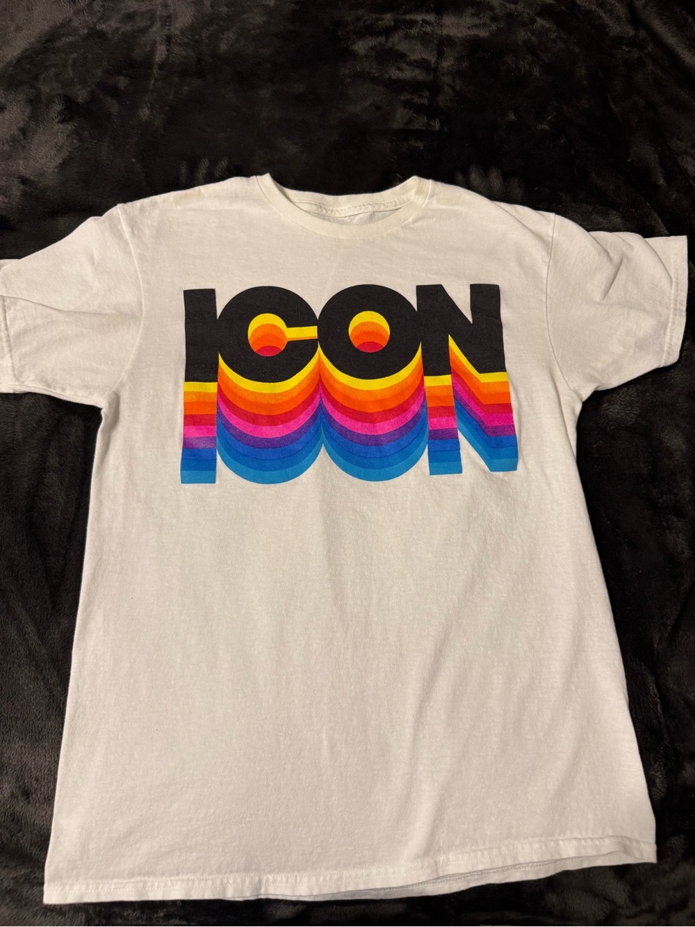ICON White T-Shirt with Rainbow Gradient Logo